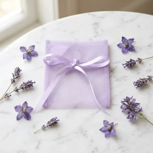 Custom Organza Flip Top Pouch with Ribbon Tie for Wedding Party Favors Jewelry Small Gift Packaging