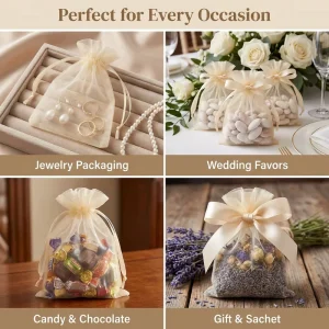 Custom Organza Pouches Lavender Sachet Bags Sheer Mesh Drawstring Gift Bag for Wedding Treats Candy Chocolate Dust Packaging