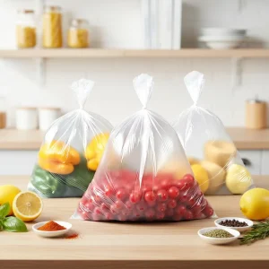 Custom PE Bags Flat Open Clear Transparent Plastic Bag Food Grade Packaging Flat Plastic Resealable Bags for Food Packaging Bag