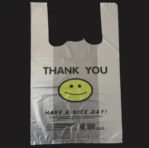 Custom PE Plastic T Shirt Bags with Side Gusset Offset Printed Logo Heat Seal Strong Load Capacity