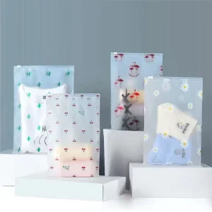 Custom PVC PE CPE Frosted T shirt Swimwear Big Zipper Bag Clear Waterproof ZipLock Plastic Zipper Bag for Clothing Shoes