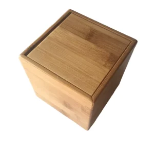 Custom Packaging Square Bamboo Gift Coffee Ceramic Cup Wooden Box with Slide Cover