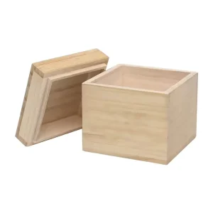 Custom Painted Wooden Tea Bags Present Boxes with Smooth Polished Finish Small Bamboo Storage Box with Lid