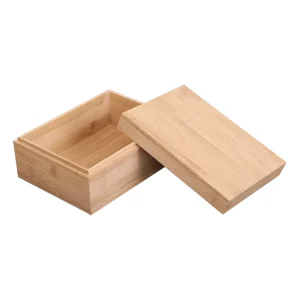 Custom Painted Wooden Tea Bags Present Boxes with Smooth Polished Finish Small Bamboo Storage Box with Lid