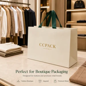 Custom Paper Bags with Logo and Ribbon Handles Coated Paper for Boutique Gift Retail Packaging and Orders
