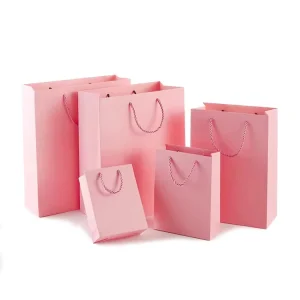 Custom Paper Shopping Bags Portable Small Pink Reusable Retail Gift Paper Bag for Boutique