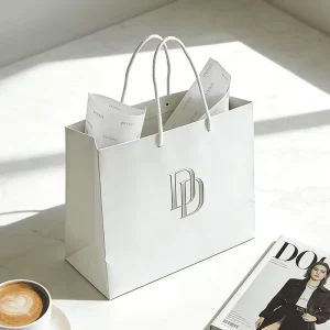 Custom Paper Shopping Gift Bags Same Series Tissue Paper with Embossed Logo and Rope Handle for Fashion Retail Premium Boutiques