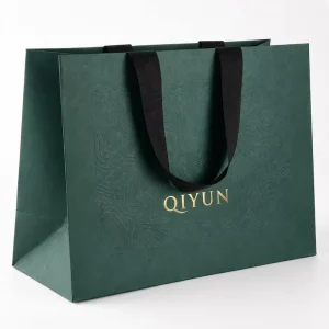 Custom Personal Large Shopping Paper Bags with Your Own Logo Package Paper Gift Bag Custom Green Paper Bags Print for Business