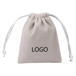 Custom Personalized White Velvet Dust Packaging Pouch Small Eco Friendly Drawstring Jewelry Bag With Logo