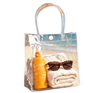 Custom Plastic Bag with logo Waterproof Recyclable Reusable Transparent PVC Handbag Gift Packaging Bag
