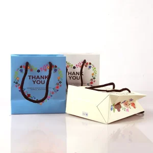 Custom Plastic Bags Colored Thank You Paper Bag for Gifts Large Size Heavy Duty Handles Luxury Design with Nice Printing