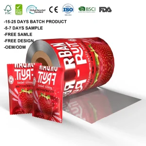 Custom Plastic Film Roll Potato Chips French Fries Pouch Food Packaging Film Roll Bag Plastic Back Side Sealed Bags