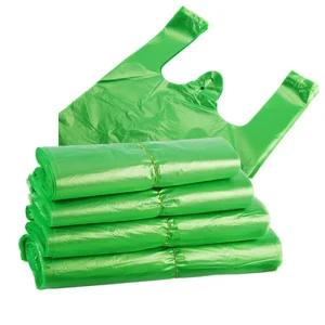 Custom Plastic Shopping Bag Packaging Biodegradable Plastic Bag with T-shirt Handle