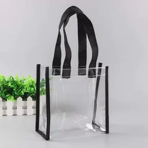 Custom Plastic Tote Bag With Handles Bulk Stadium Approved Work Beach Lunch Sports PVC Clear Tote Bags