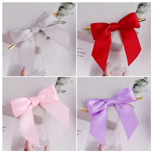 Custom Polyester Solid Bow for Bottle Sealing and Gift Packaging Handmade Woven Bow Durable Eco-Friendly Ribbon Birthday Christmas