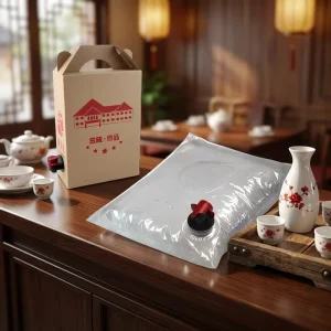 Custom Print Bag in Box With Kraft Handle Box Portable Tap Liquid Dispenser Pouch for Beverage Retail