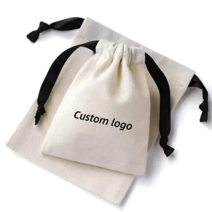 Custom Print Logo Canvas Dust Bags Drawstring Gifts Eco friendly Drawstring Dust Bags Small Canvas Linen Shopping Bag Pouches