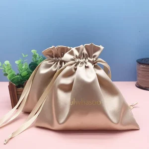 Custom Print Logo Reusable Travel Portable Candy Color Silk Cloth Jewelry Dust Satin Drawstring Pouch Bag