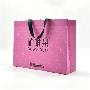 Custom Print Luxury Durable Paper Shopping Bag Full Color Offset Geometric Pattern Retail Cosmetic Clothing Gift