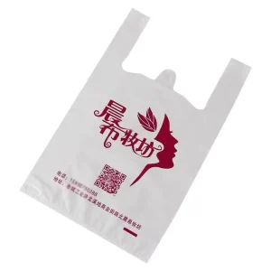 Custom Print Personalized White Thank You T-Shirt Plastic Shopping Bag with Logo, Clear Carry Bag, Supermarket