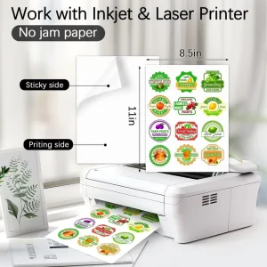 Custom Printable Vinyl Sticker Paper Blank Sheets for Inkjet Laser Printers Matte Glossy DIY Decals OEM