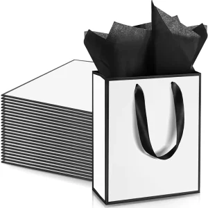 Custom Printed Biodegradable Durable White Card Paper Bags for Business Promotion Gift Daily Use