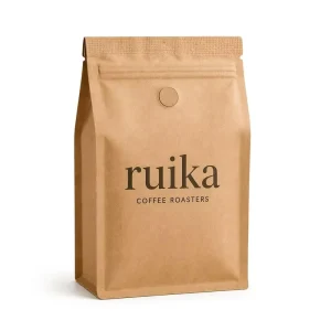 Custom Printed Biodegradable Flat Bottom Kraft Paper Vertical Zipper Packaging Bag for Coffee Bean 100g 250g 500g 1kg