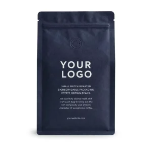 Custom Printed Biodegradable Flat Bottom Kraft Paper Vertical Zipper Packaging Bag for Coffee Bean 100g 250g 500g 1kg