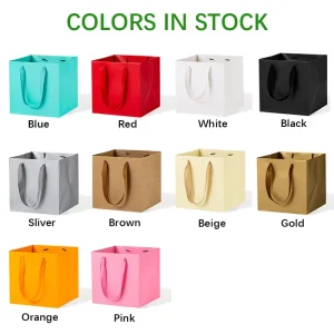 Custom Printed Biodegradable Kraft Paper Bag with Lamination & Embossing Ribbon Handle Food Packaging Matte