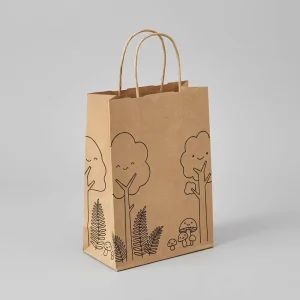 Custom Printed Biodegradable Recyclable Kraft Paper Shopping Bag Natural Eco Friendly Bulk Logo