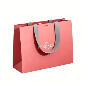 Custom Printed Brand Logo Design Promotion Luxury Clothing Retail Gift Shopping Jewellery Pink Paper Bags With Handle