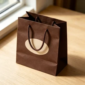 Custom Printed Brown Kraft Paper Bag with Handles for Fast Food Takeaway Restaurant Promotions Shopping Recycled Materials