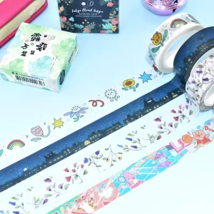 Custom Printed Christmas Masking Washtub Tape Single Sided Acrylic Adhesive Paper Die Cut Rolls for Decoration