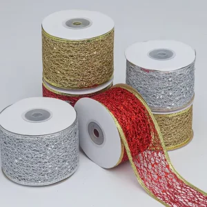 Custom Printed Christmas Wired Ribbon 10yards Gift Ribbons