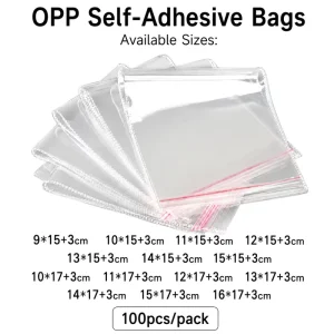 Custom Printed Clear OPP Self Adhesive Bags 15+3cm 17+3cm Self Seal Bags for Jewelry Garment Small Goods Packaging