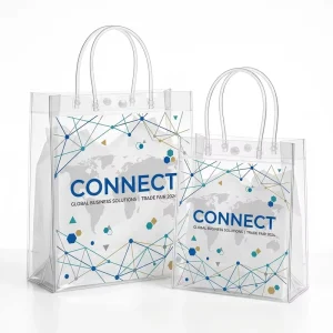 Custom Printed Clear PVC Shopping Tote Bag Waterproof Reusable Transparent Handbag for Corporate Business Giveaway