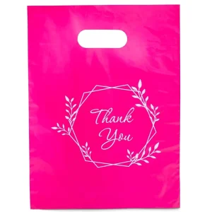 Custom Printed Die Cut Handle Plastic Bags Colorful Thank You Merchandise Bags for Retail Boutique & Gifts