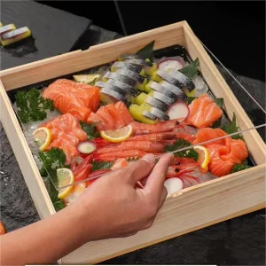 Custom Printed Disposable Wooden Lunch Japanese Take Out Sushi Box for Cake and Salad Paper Boxes