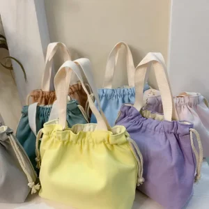 Custom Printed Drawstring Canvas Dust Cover Handbags Recyclable Cotton Bag for Garments and Handbags for Socks Packaging