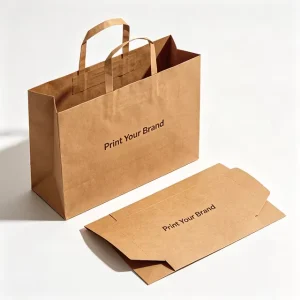 Custom Printed Durable Biodegradable Eco Friendly Kraft Paper Bags with Ribbon Handle for Promotion and Supermarket Use