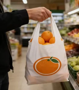 Custom Printed Eco Friendly Biodegradable PE Plastic Shopping Bags with Side Gusset Hand Length Handle