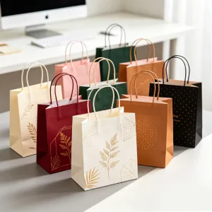 Custom Printed Eco Friendly Biodegradable Recyclable Kraft Paper Shopping Gift Carry Bags with Your Logo