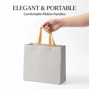 Custom Printed Eco Friendly Paperboard Shopping Bag with UV Coating Exhibition Use Ribbon Handle