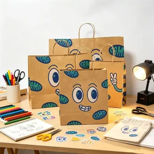 Custom Printed Eco-Friendly Reusable Kraft Paper Shopping Bags with Twisted Handles Recyclable for Clothing Gift Packaging