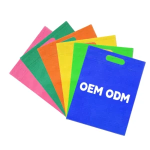 Custom Printed Eco Non Woven Reusable Tote Bag Vest Handle Offset Printed Logo for Supermarket Gift Shoe Shopping