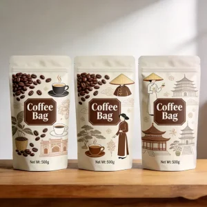 Custom Printed Food Grade Zip Lock Kraft Paper Stand up Pouch for Coffee Packaging Bag