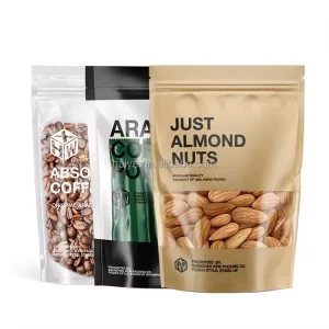 Custom Printed Food Packaging Bag Ziplock Kraft Paper Stand up Pouch With Zipper and Window
