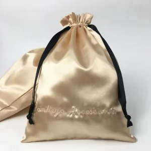 Custom Printed Hair Collection Satin Pouch Drawstring Satin Dust Bags
