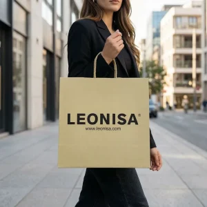 Custom Printed Kraft Brown Paper Bag with Handles Restaurant Fastfood Takeout Paper Bag Takeaway Packaging Personalized Logo