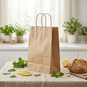 Custom Printed Kraft Paper Bags Hand Length Handles Classic Style for Party Shopping Retail Promotion Digital Printing Handling